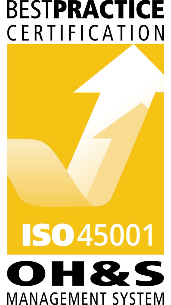 ISO45001 accreditation logo.