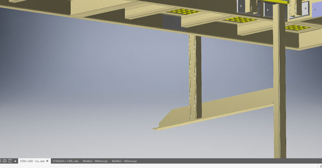 Close up detail showing how the base of the access system would integrate into the existing structure.