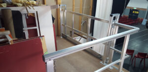Guardrail installed on an internal balcony.