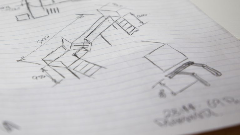 Design sketch of an access walkway completed on-site by a HSE system designer.