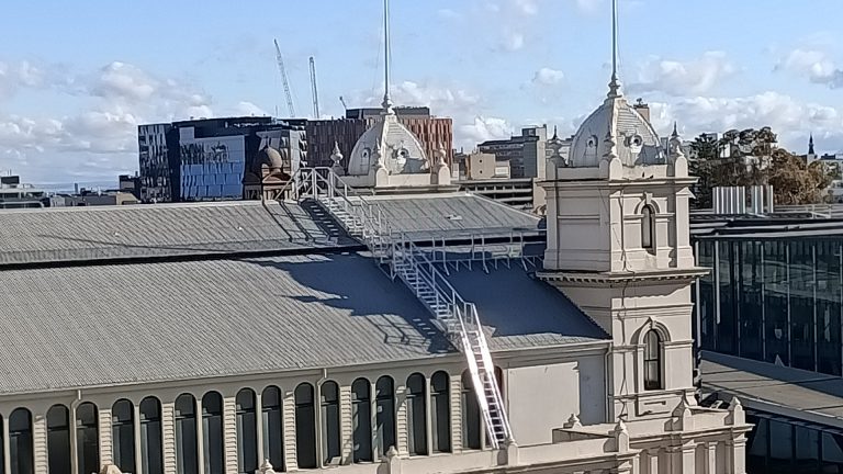 Safe access ladders and walkways installed onto the World Heritage Listed Royal Exhibition Building in Melbourne, Victoria.
