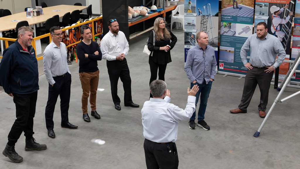 External stakeholders being briefed on their height safety responsibilities during a tour of HSE Sydney.