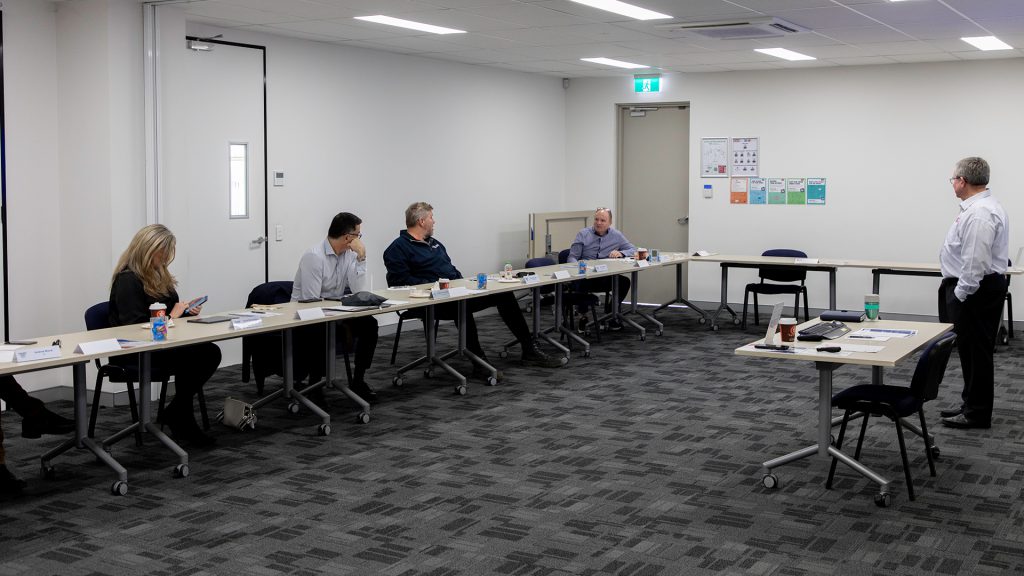 Phil Noble leading a safety workshop in the training room of HSE Sydney.