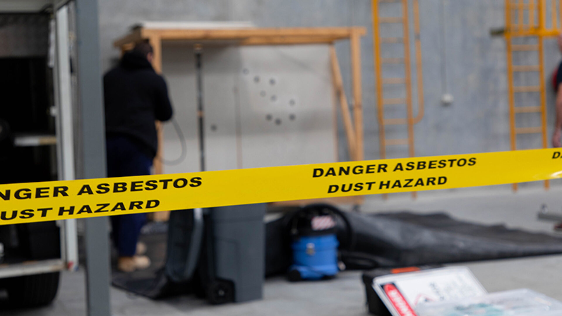 Asbestos warning tape.