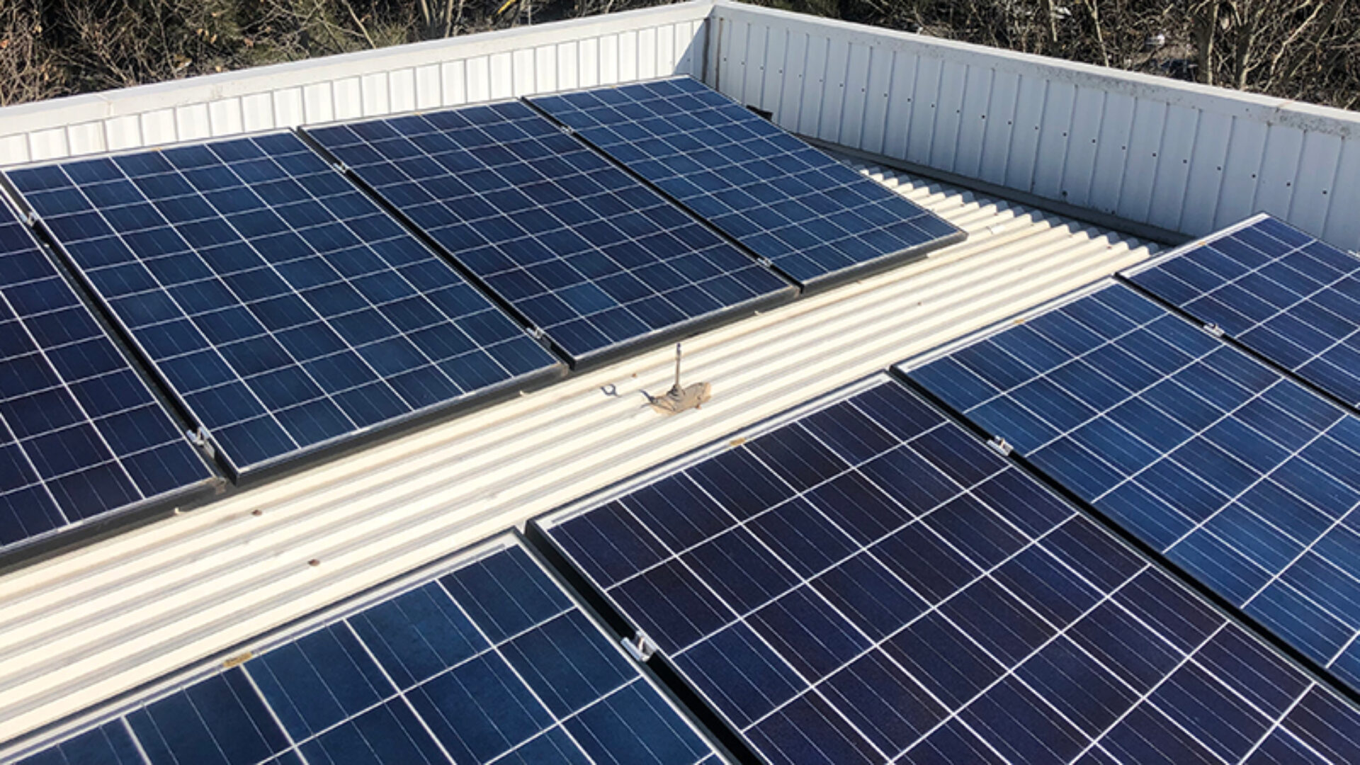 Solar panels installed on a metal roof
