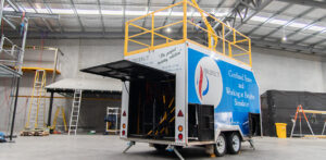 Mobile training trailer, with Firefect branding