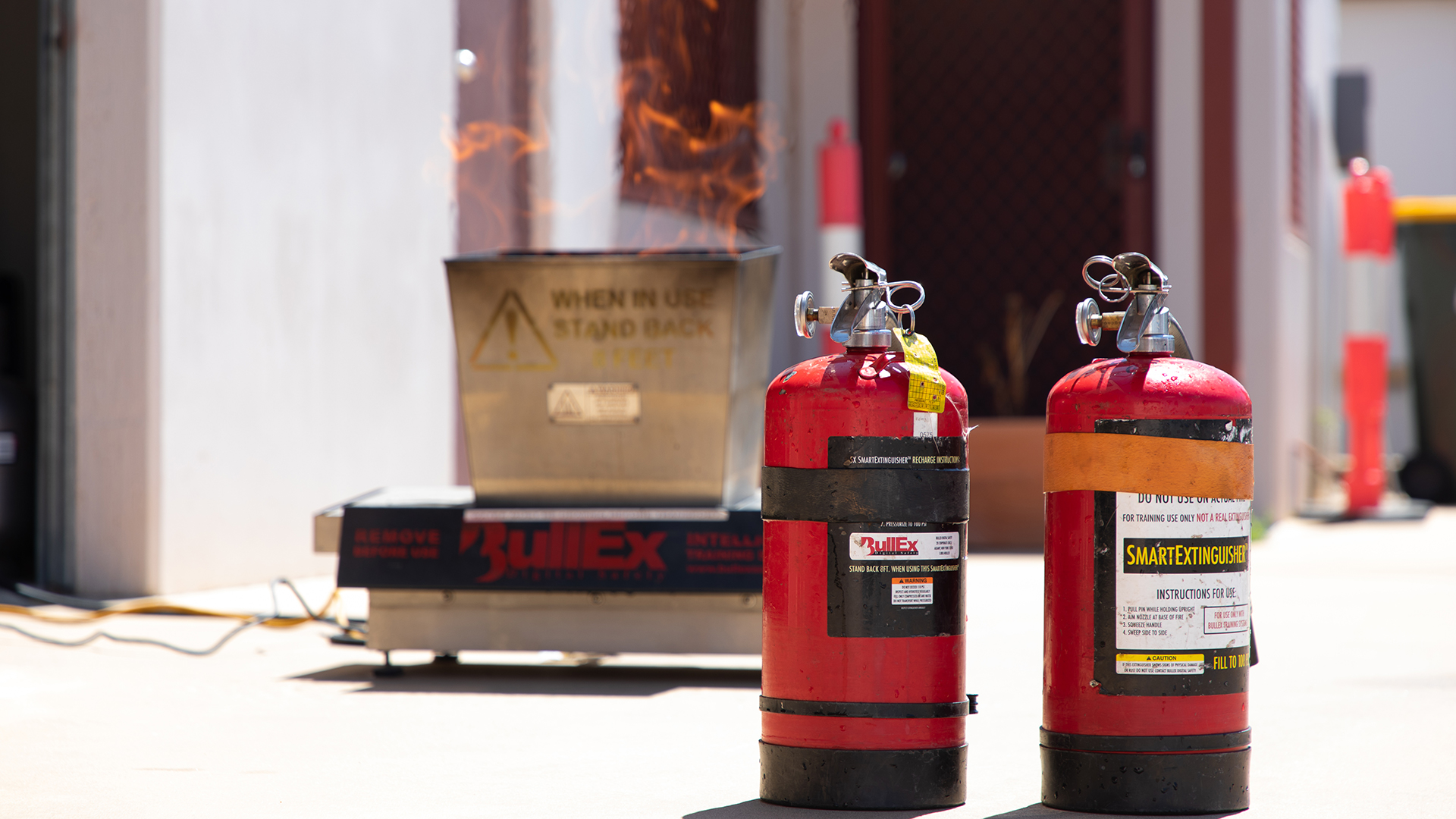 Practice fire extinguishers.