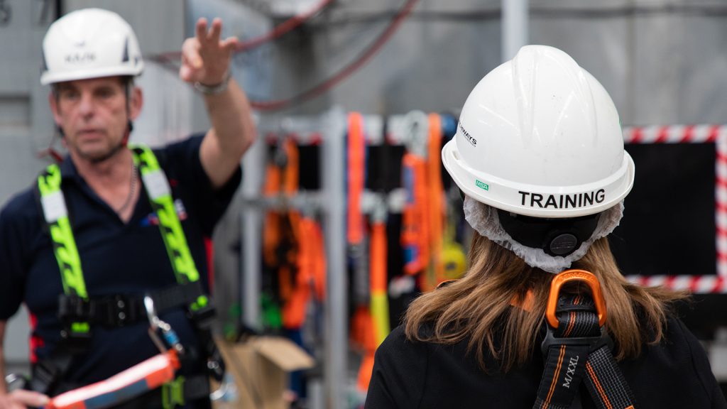 Women receiving instruction on height safety during at training course at HSE Sydney.